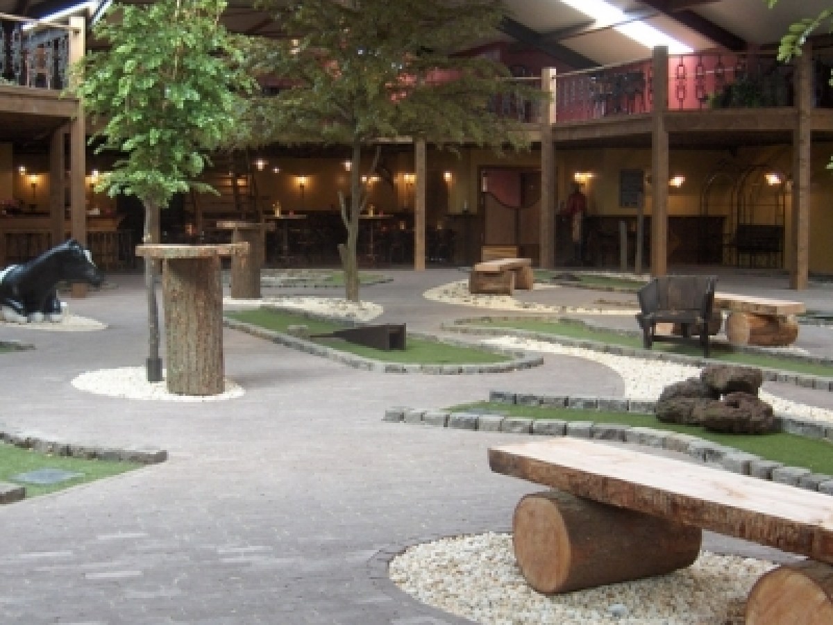 a bench in front of a building