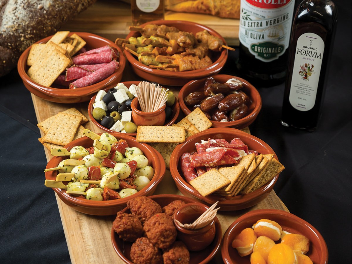 a bunch of food sitting on a table
