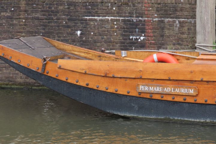 a boat sitting on top of a building