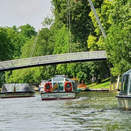 a boat traveling down a river