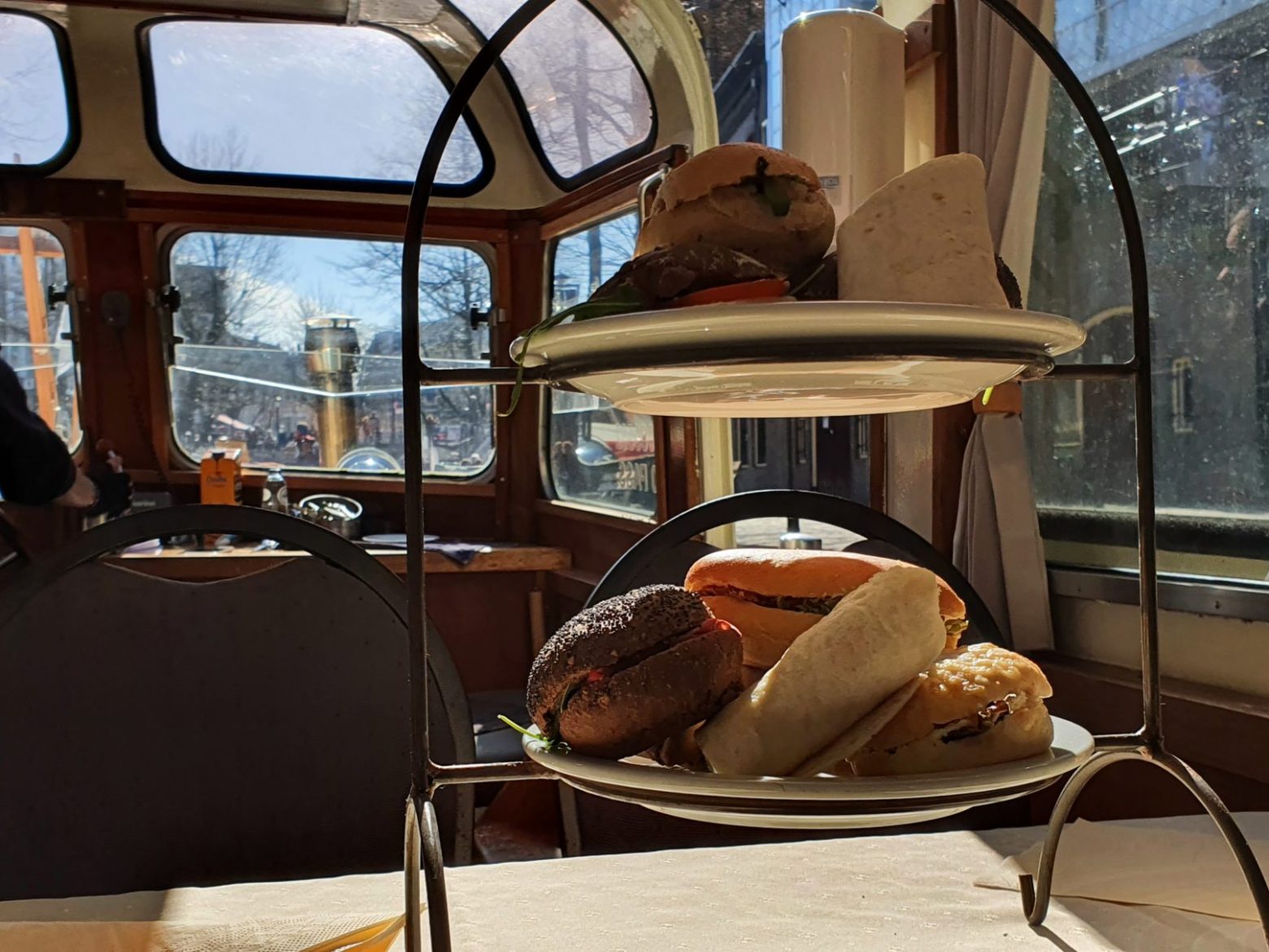 a bus that is sitting on a chair