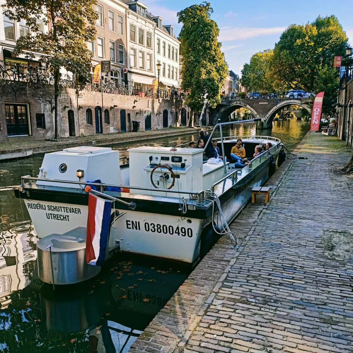 a boat parked on the side of a building