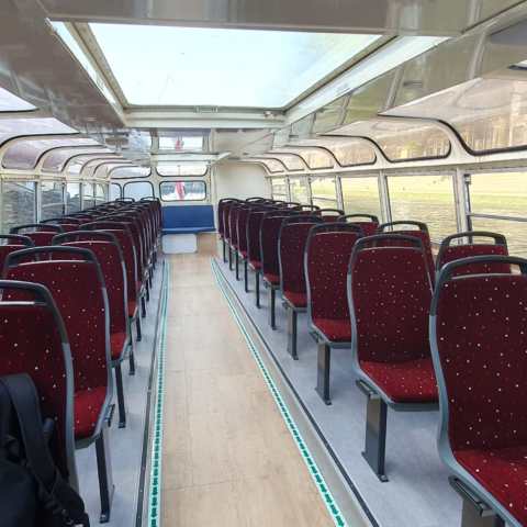 a train that is sitting on a chair