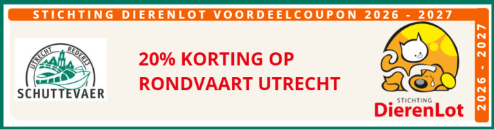 Discount coupon for a Utrecht boat tour and DierenLot logo.